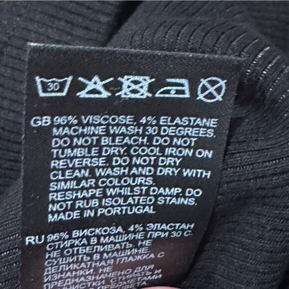 Reiss Carly Black Ribbed Asymmetrical Neck Long Sleeve Shirt Women’s XS - Picture 3 of 6